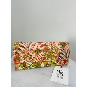 Hobo Jill Large Bifold Printed Leather Wallet Clutch, Tropical Multi-Color,‎ NWT